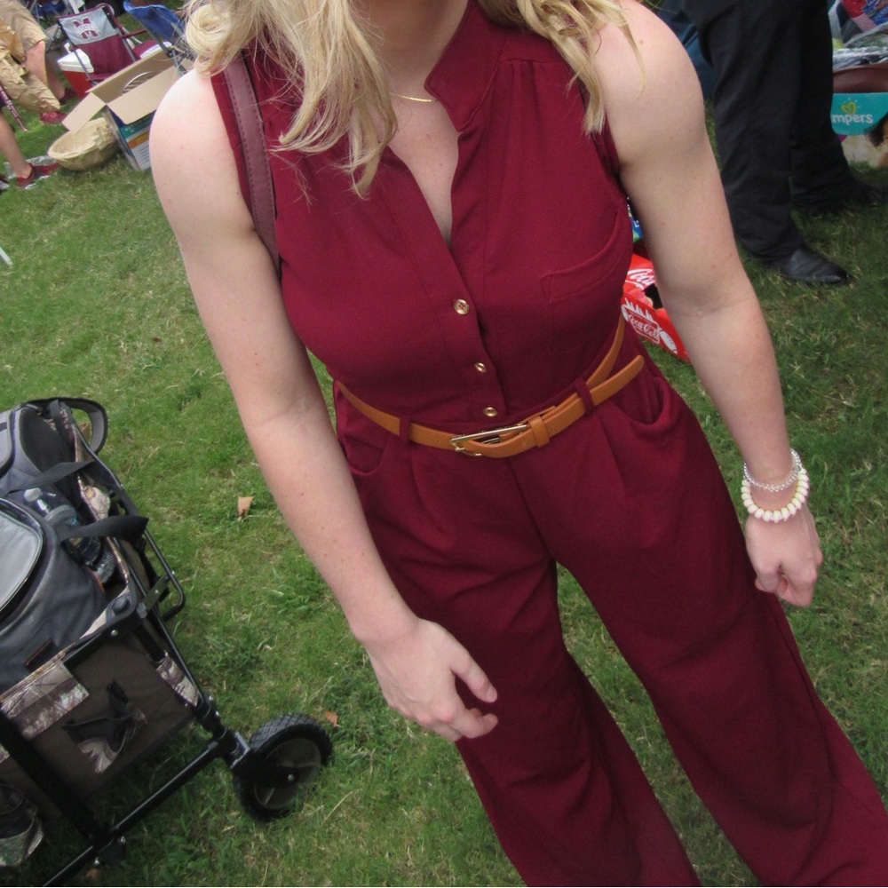 Burgundy jumpsuit!